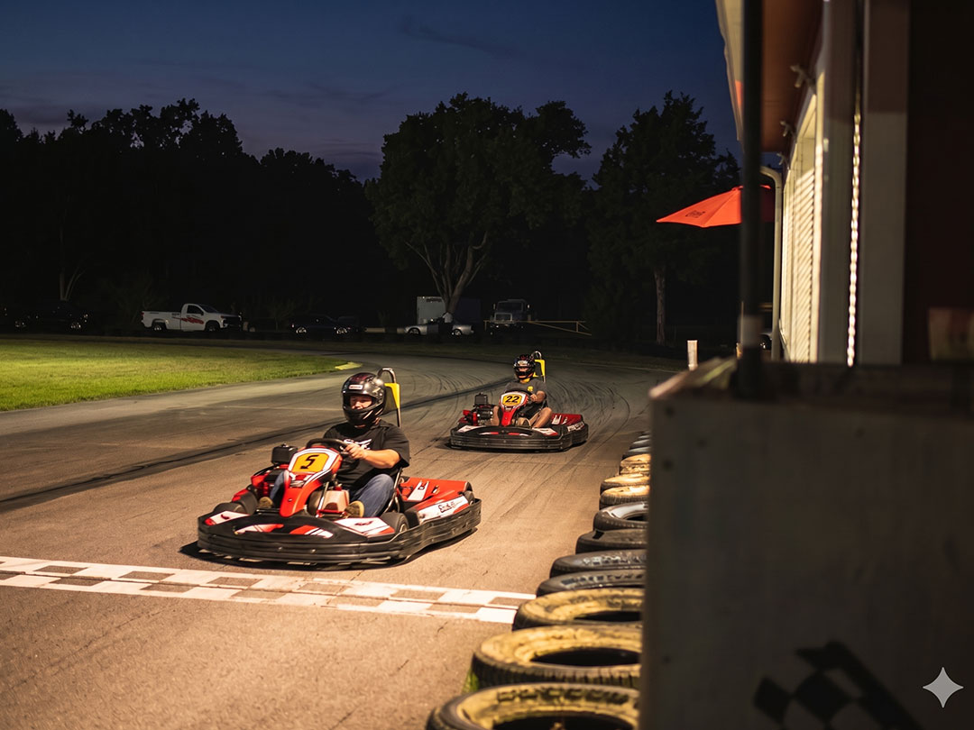 Karts stacked up in a corner