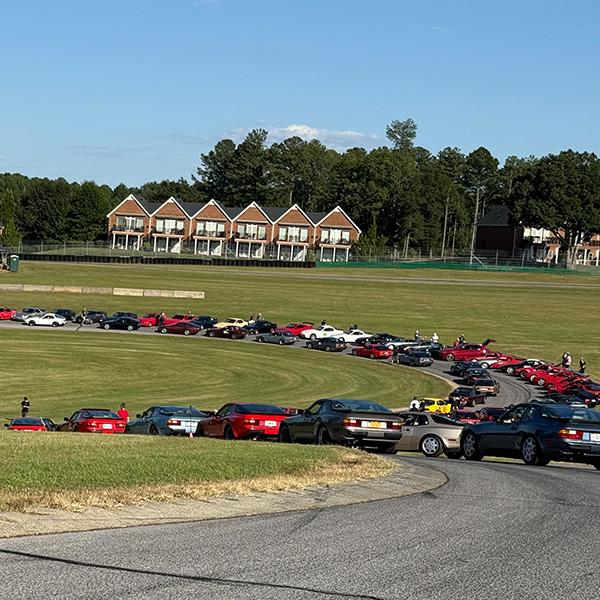 Hundreds of cars lined up on VIR's front straight